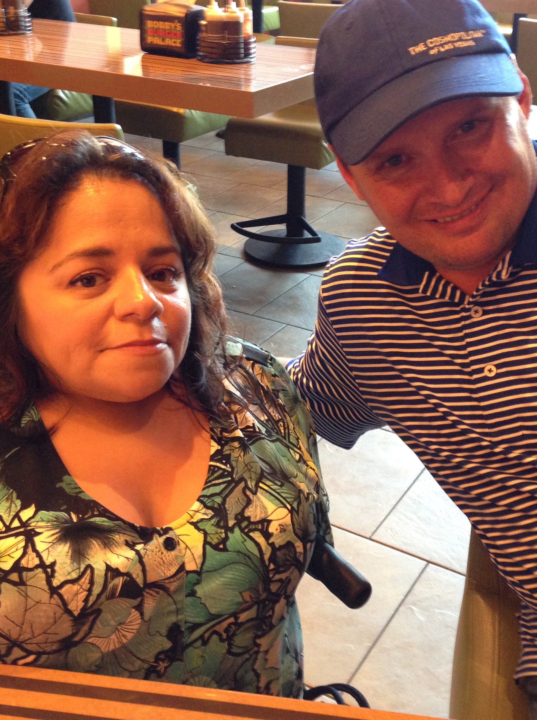 Nathasha and Bob Mundell, the Director of Operations for Bobby Flay's Bobby's Burger Palace.