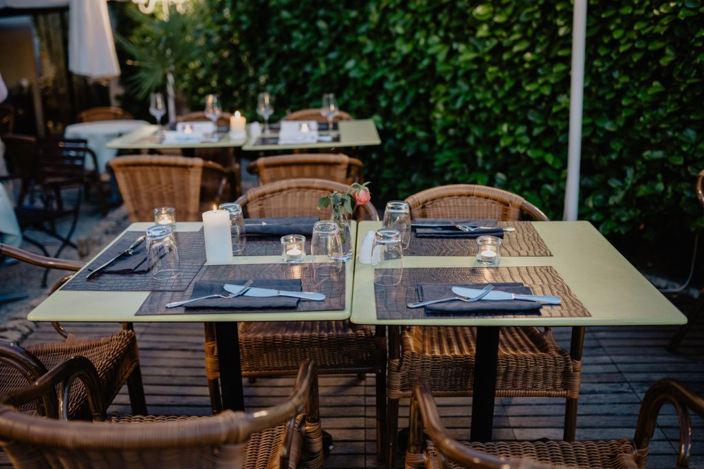 outdoor seating at a restaurant
